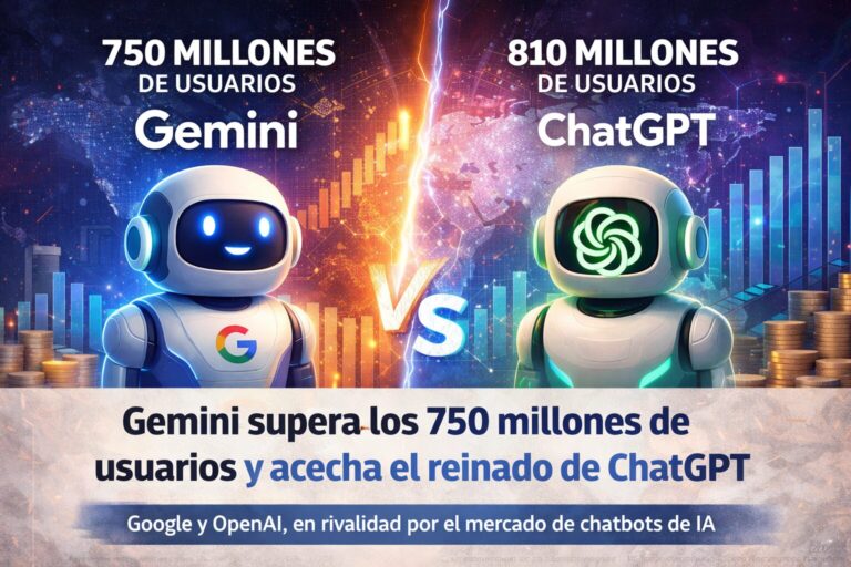 Gemini Supera los 750 millones de usuarios y acecha el reinado de ChatGPT.