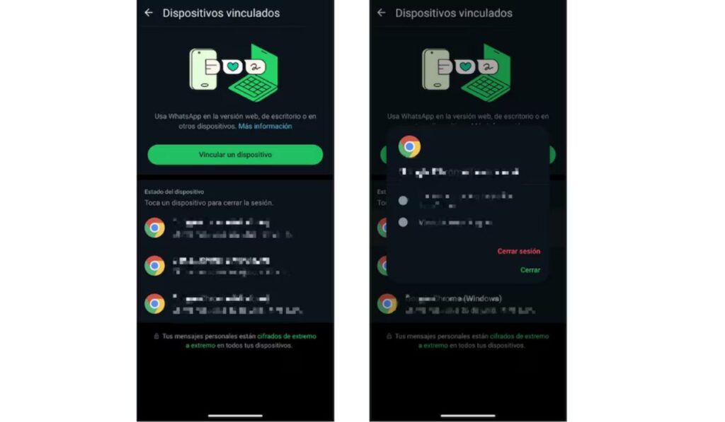 Desde la interfaz de la app se puede cerrar sesión en los dispositivos conectados. (Foto: WhatsApp)